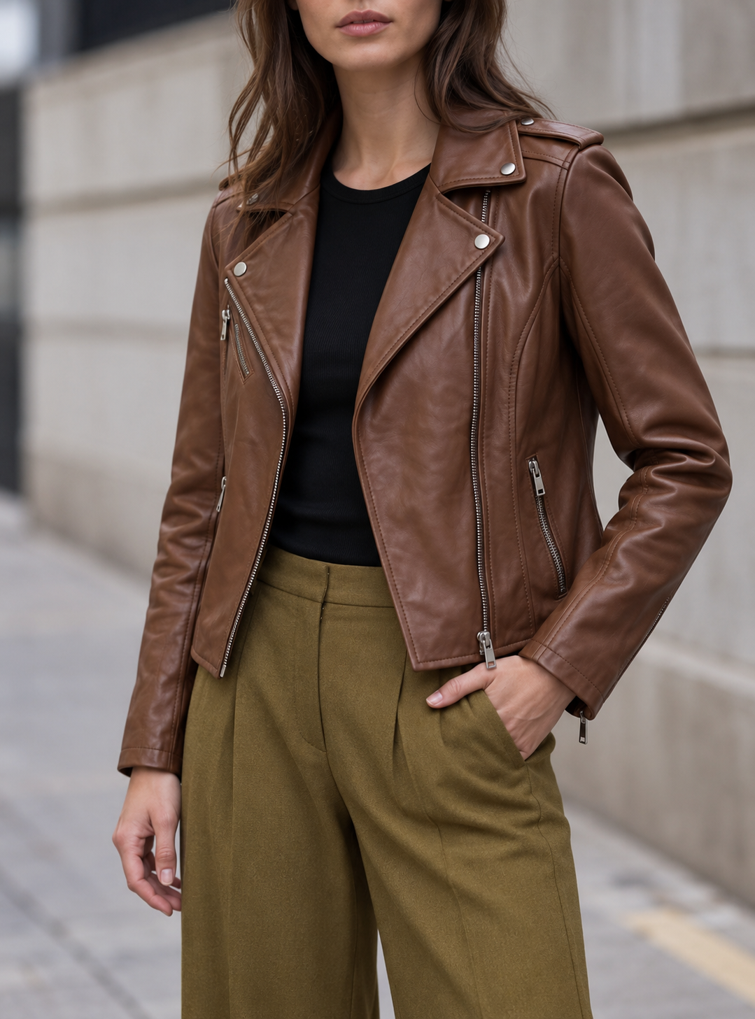 Women's Madeline Asymmetrical Leather Moto Jacket