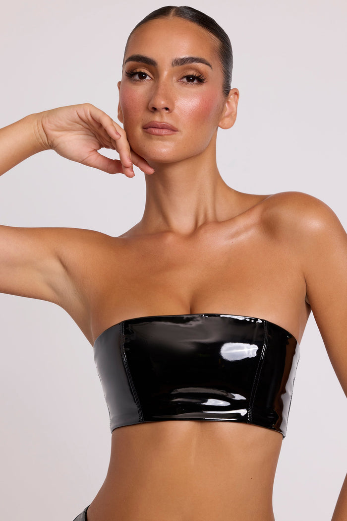 Women's Vinyl Bandeau Bralette in Black — Intimates
