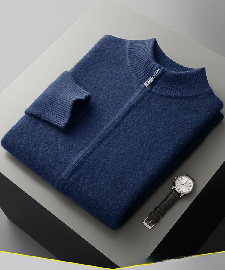 Women's Stand-Collar Wool Cardigan