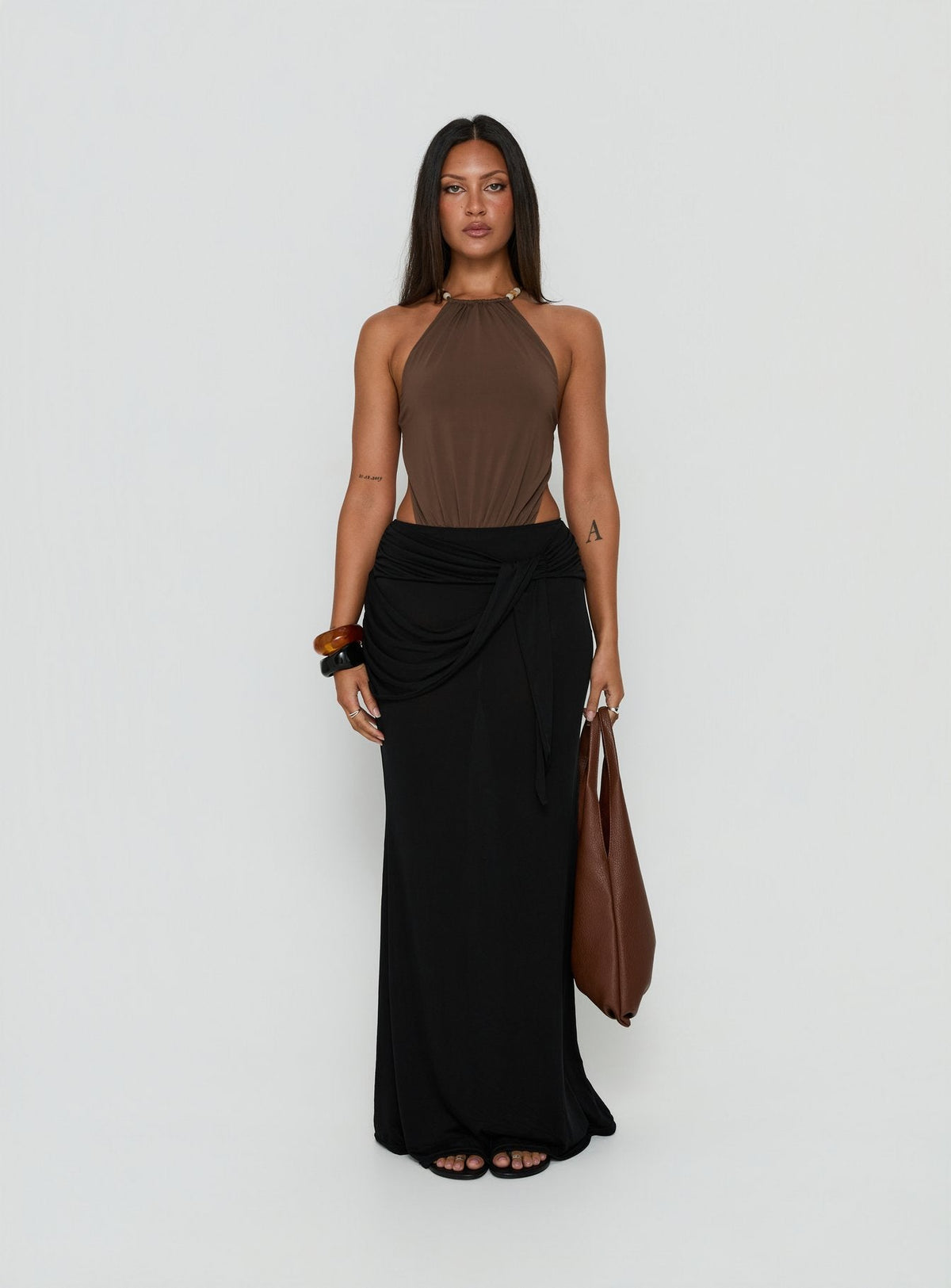 Women's Noree Bead Detail Bodysuit Mocha