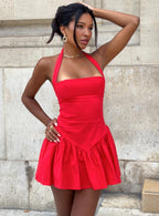 Women's Esatora Halter Flare Mini Dress Red — Dress