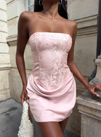 Women's Jenevieve Strapless Drape Mini Dress Pink — Dress