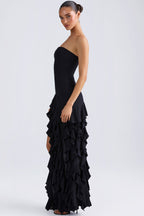 Women's Ruffle-Trim Strapless Gown in Black — Dress
