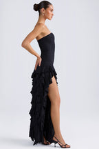 Women's Ruffle-Trim Strapless Gown in Black — Dress
