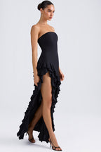 Women's Ruffle-Trim Strapless Gown in Black — Dress