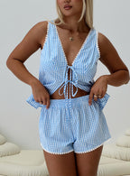 Women's Jaycob Tie Front Set Blue Gingham