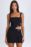 Women's Belted Cut-Out Mini Dress in Black — Dress