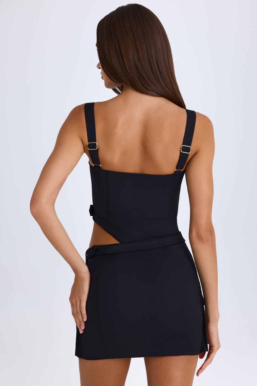 Women's Belted Cut-Out Mini Dress in Black — Dress