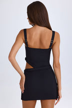 Women's Belted Cut-Out Mini Dress in Black — Dress