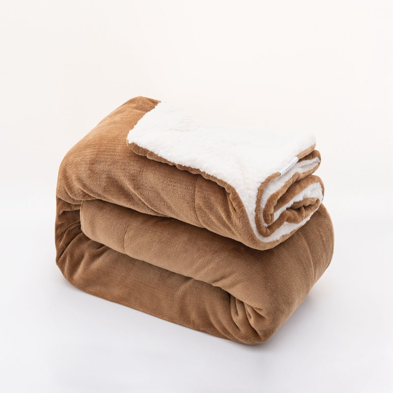 Double-Layer Sherpa Throw Blanket