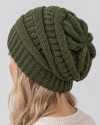 Women's Soft Stretch Knit Beanie — Green — fit detail — wb-gender-final-192