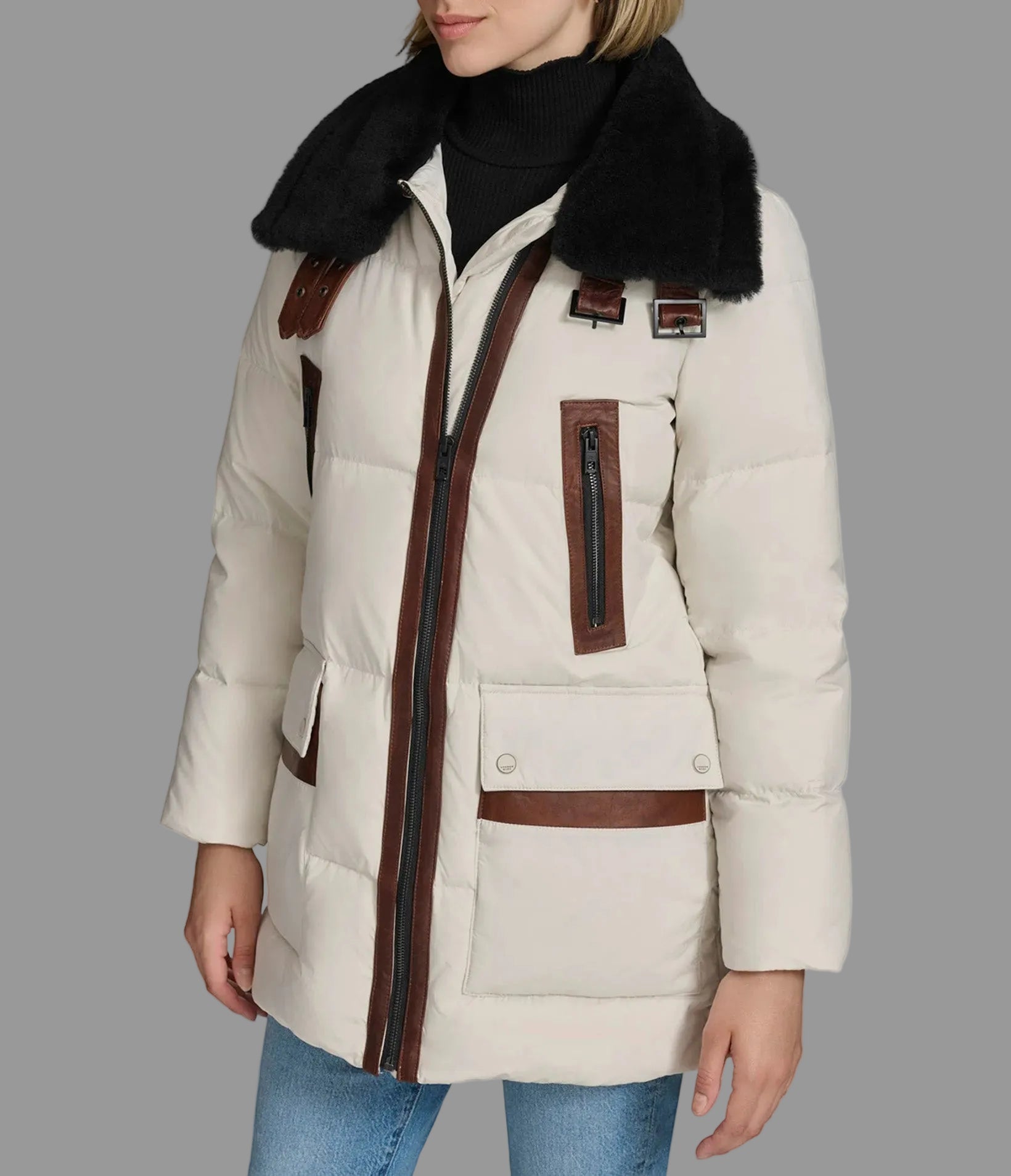 Dutton Down Parka with Leather Trim
