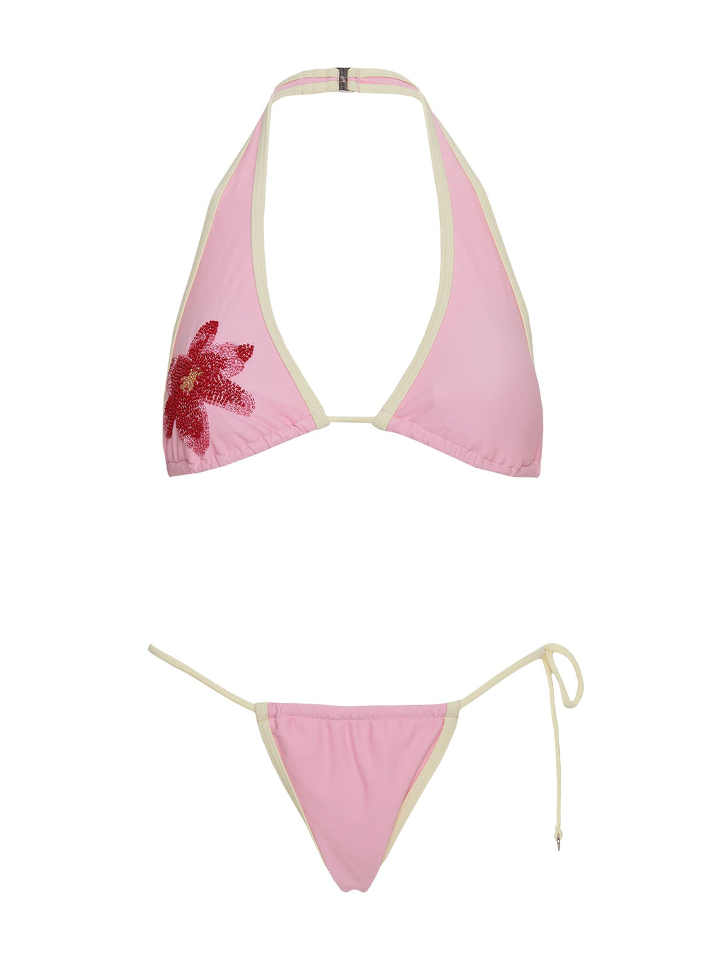 Women's Anolia Halter Bikini Top Pink / Yellow — Swimwear