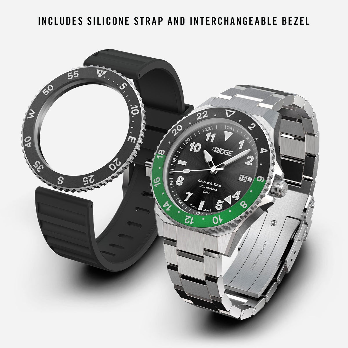 Land & Sea GMT Watch 42mm - Royal Black