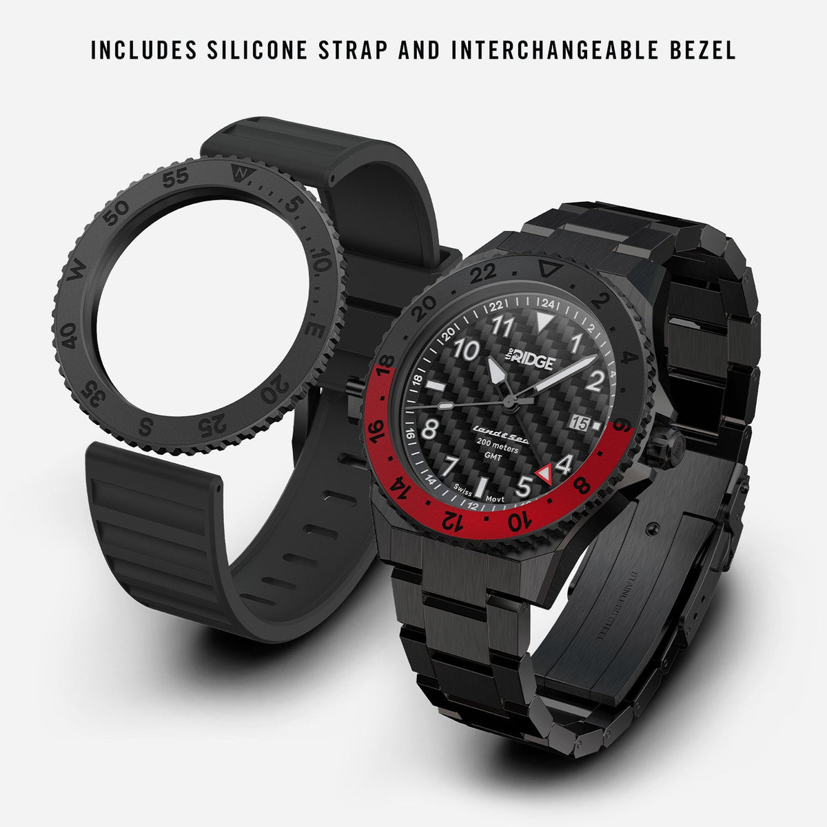 Land & Sea GMT Watch 42mm - Carbon Fiber 3k