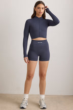 Women's FlexiRib Zip-Up Cropped Jacket in Indigo Slate