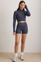 Women's FlexiRib Zip-Up Cropped Jacket in Indigo Slate