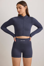 Women's FlexiRib Zip-Up Cropped Jacket in Indigo Slate