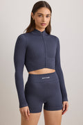 Women's FlexiRib Zip-Up Cropped Jacket in Indigo Slate
