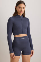 Women's FlexiRib Zip-Up Cropped Jacket in Indigo Slate
