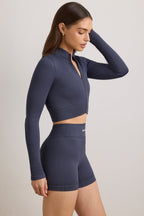 Women's FlexiRib Zip-Up Cropped Jacket in Indigo Slate