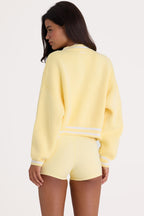 Women's Button-Up Cropped Knit Cardigan in Soft Yellow — Sweater