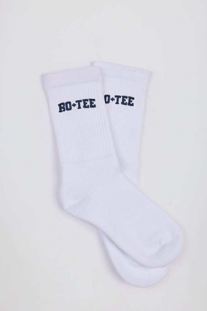 Women's Ribbed Half-Crew Socks in White