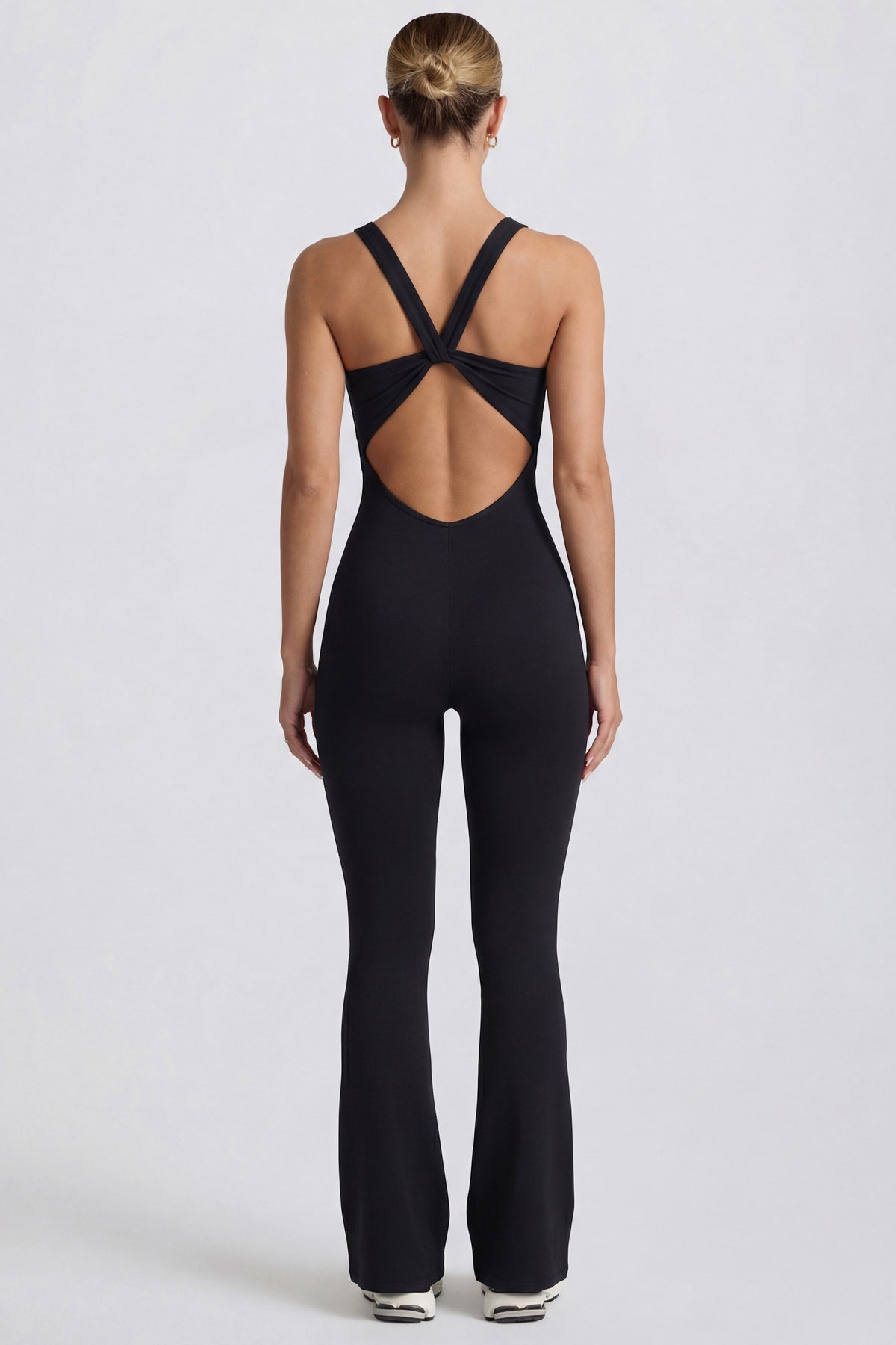 Women's Soft Active Cut Out Back Jumpsuit in Black