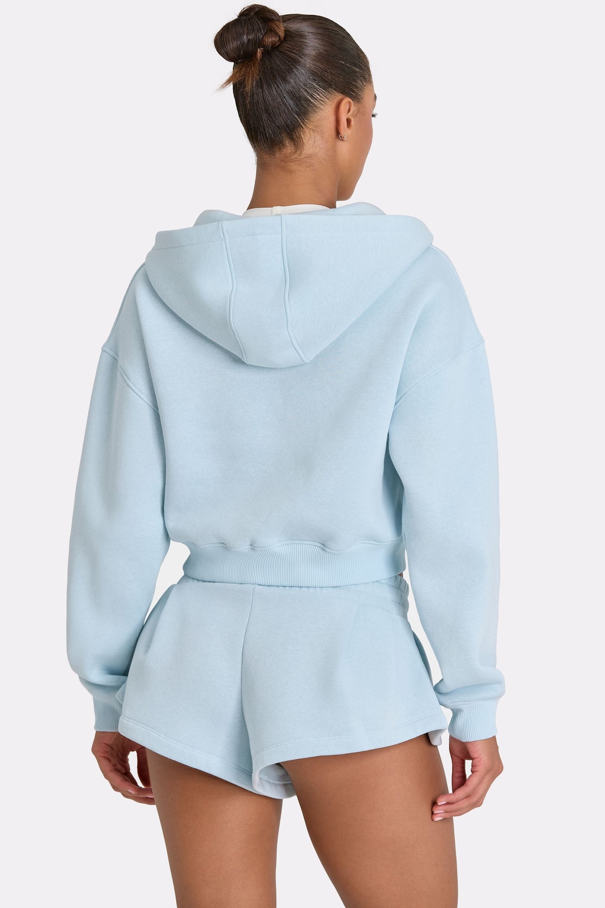 Women's Oversized Zip-Up Hoodie in Powder Blue — Sweater