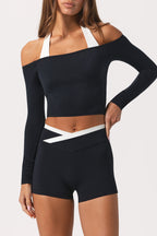 Women's Soft Jersey Off-Shoulder Top in Black