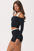 Women's Soft Jersey Off-Shoulder Top in Black