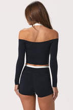 Women's Soft Jersey Off-Shoulder Top in Black