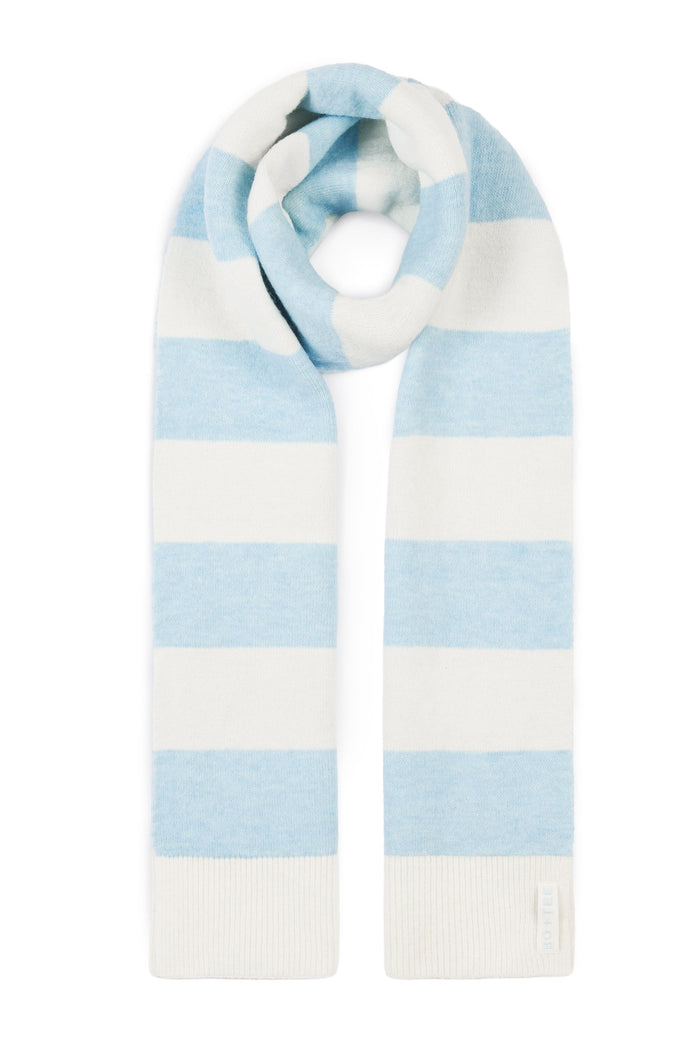 Knit Striped Scarf in Powder Blue — Scarves