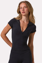 Women's Soft Active Quarter-Zip Top in Black — Activewear