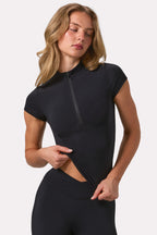 Women's Soft Active Quarter-Zip Top in Black — Activewear