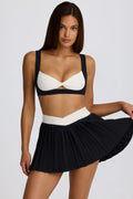 Women's Soft Active Crossover Pleated Mini Skort in Black — Skirt
