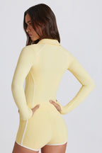 Women's Soft Active Contrast Zip-Up Jacket in Lemon — Activewear