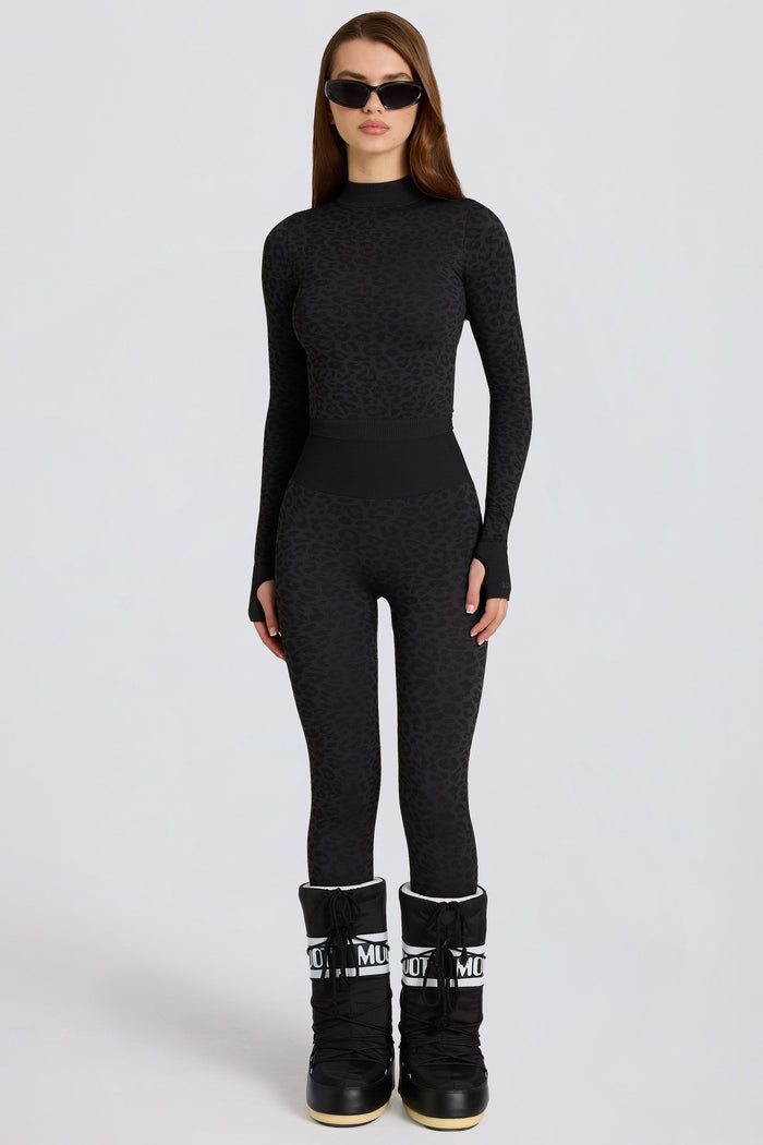 Women's Thermal Base-Layer Leggings in Black Leopard — Activewear