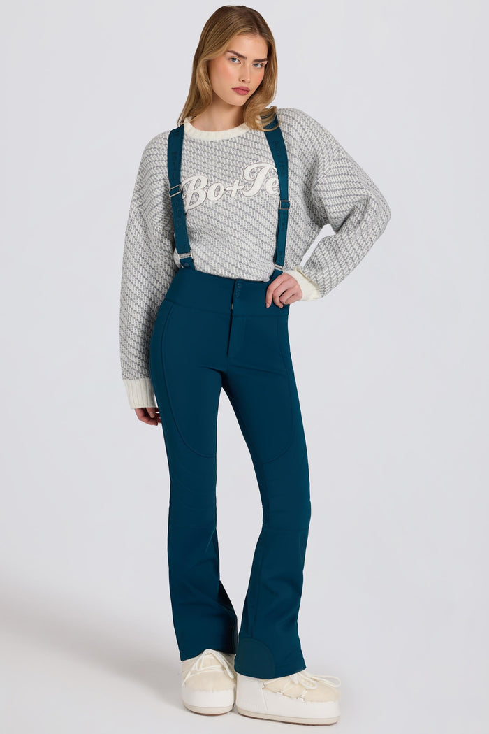 Women's Waterproof High-Rise Salopettes with Suspenders in Teal — Boots