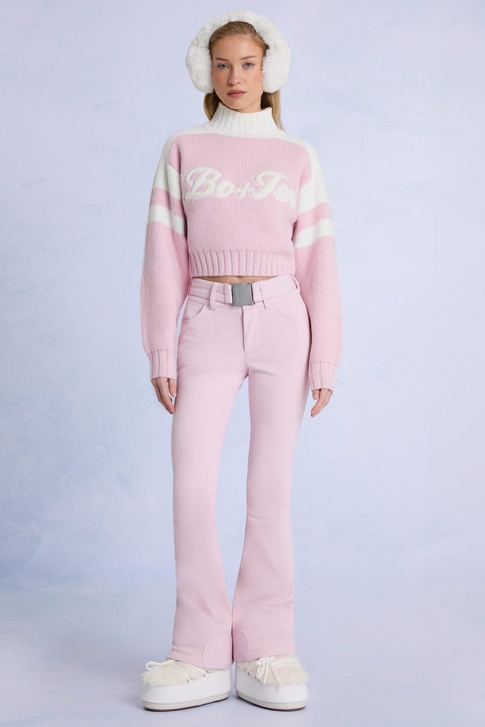 Waterproof Belted Ski Salopettes in Powder Pink — Belts