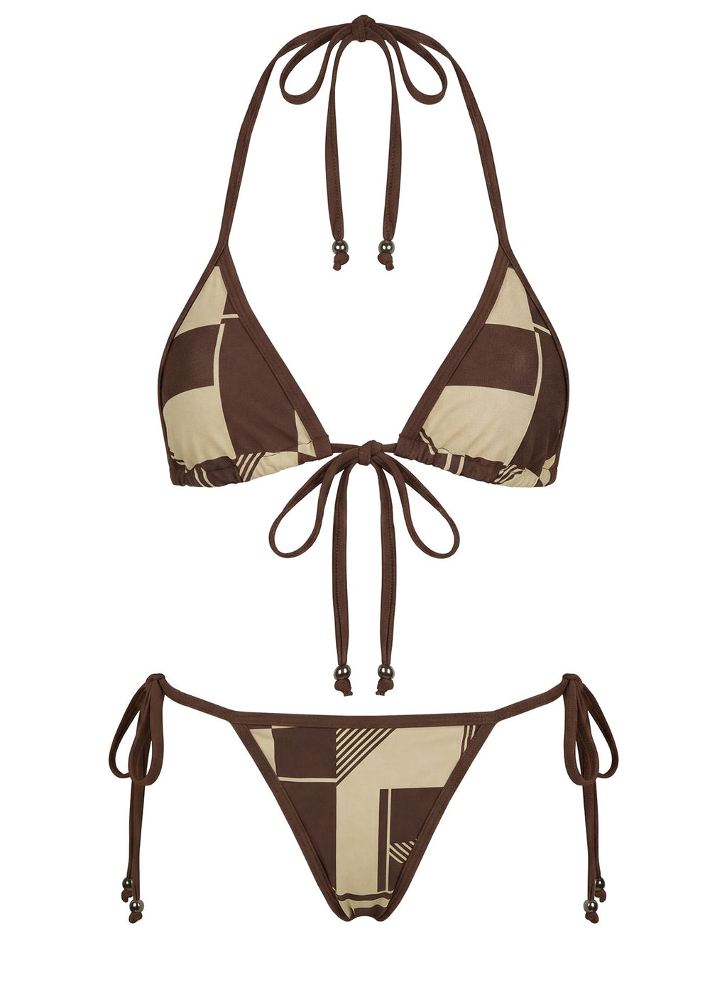 Women's Blaylock Triangle Bikini Top Yellow Geo — Swimwear
