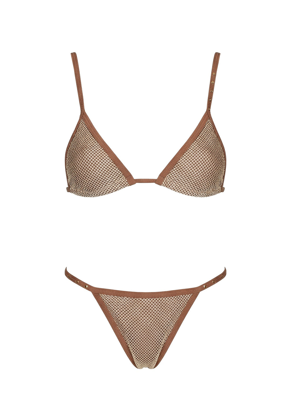 Women's Calm Tide Triangle Bikini Top Brown — Swimwear