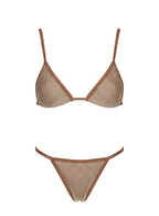 Women's Calm Tide Triangle Bikini Top Brown — Swimwear