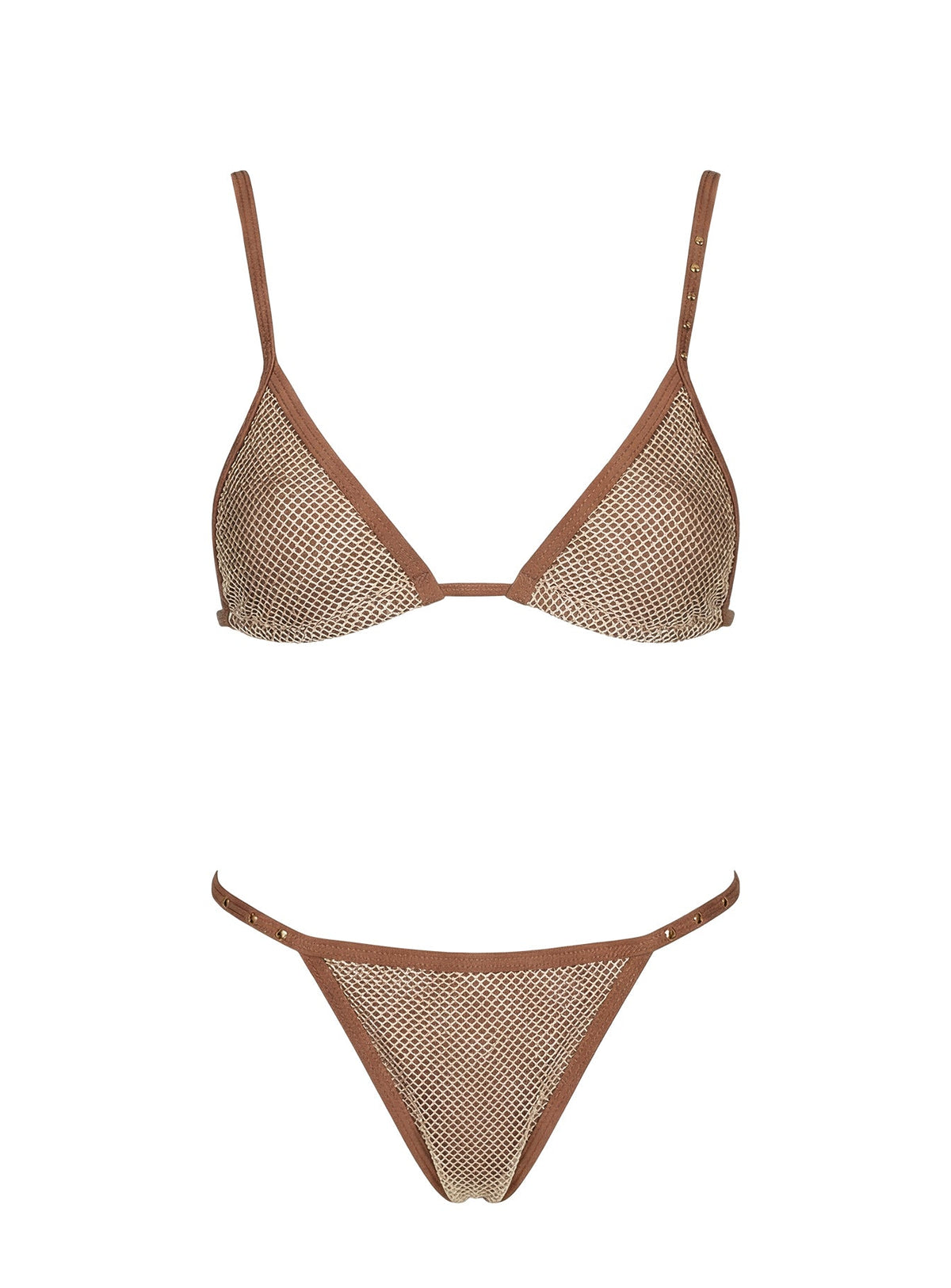Women's Calm Tide Triangle Bikini Top Brown — Swimwear