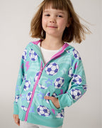 Aqua Soccer Stars Zip Hoodie — Sweaters Jackets
