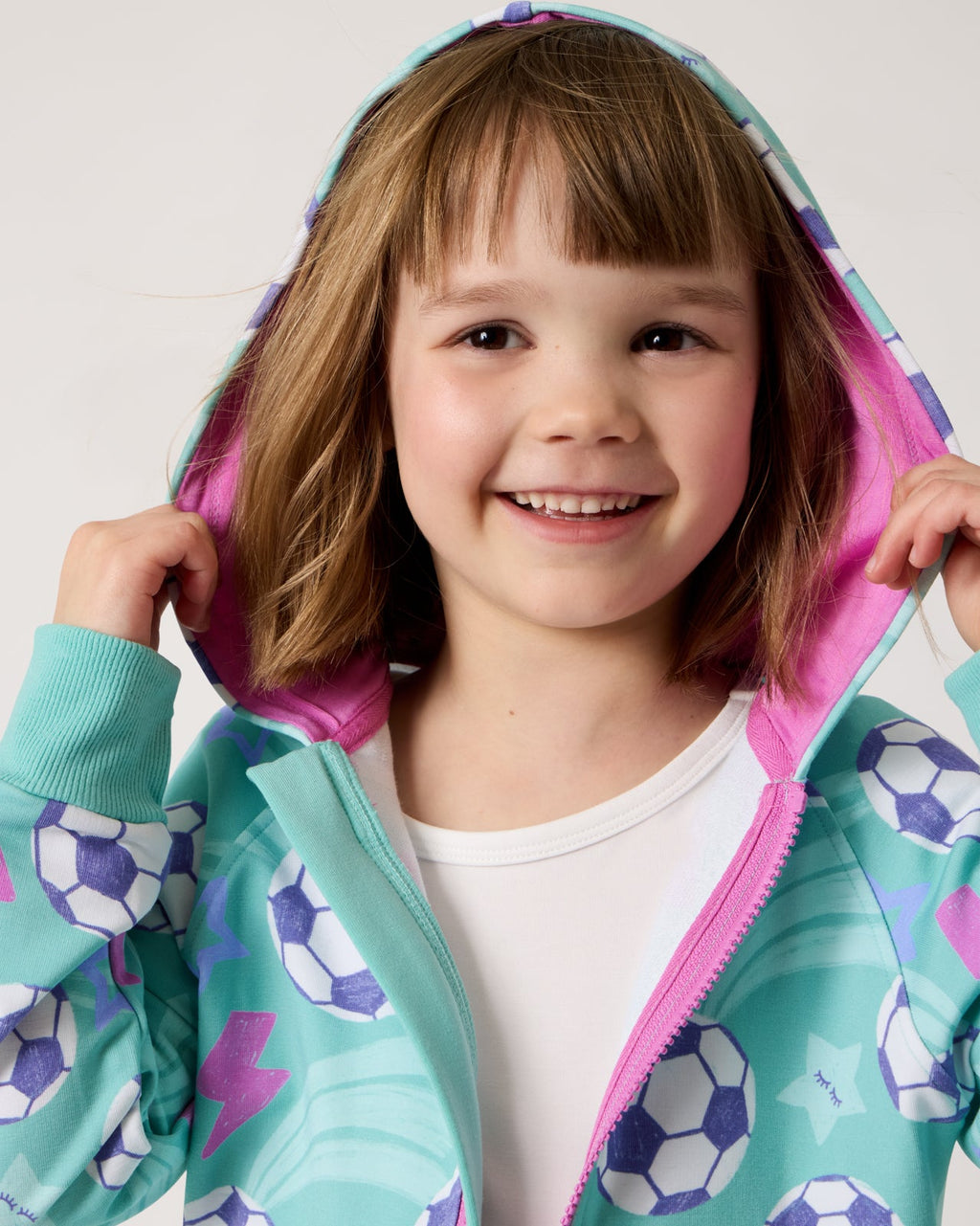 Aqua Soccer Stars Zip Hoodie — Sweaters Jackets