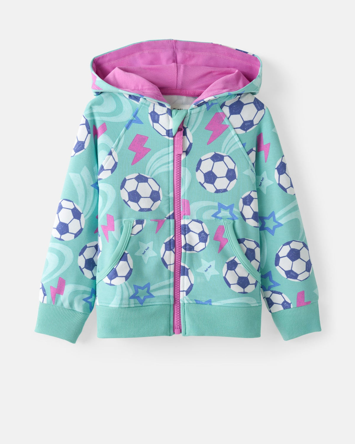 Aqua Soccer Stars Zip Hoodie — Sweaters Jackets