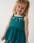 Midnight Tide Embroidered Peplum Tank — Tops