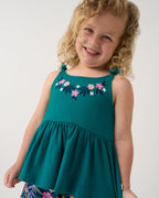 Midnight Tide Embroidered Peplum Tank — Tops