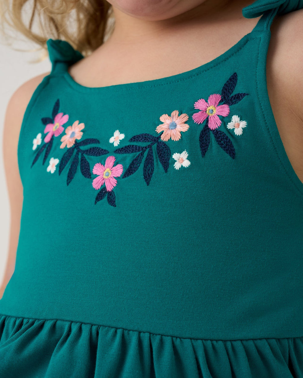 Midnight Tide Embroidered Peplum Tank — Tops